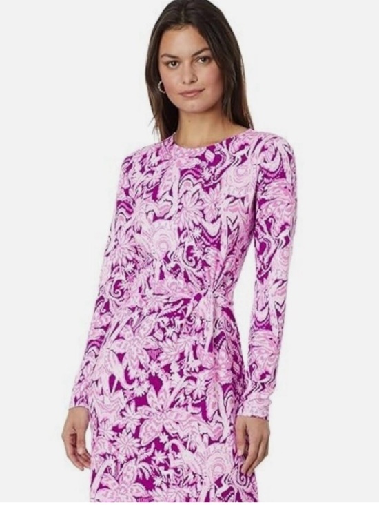 Lilly Pulitzer Dresses & Skirts - Lilly Pulitzer Fuchsia and Light Pink Floral Long Sleeve Dress